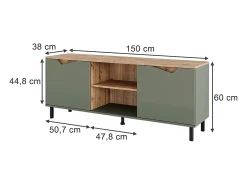 Mueble bajo para TV verde/artesano 150x38x60 marelle