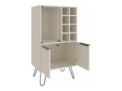 Mueble bar aster en melamina con 8 botelleros, 9 portacopas y almacenamiento inferior , Blanco , 109.4 cm X 59.6 cm X 40 cm