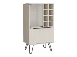 Mueble bar aster en melamina con 8 botelleros, 9 portacopas y almacenamiento inferior , Blanco , 109.4 cm X 59.6 cm X 40 cm