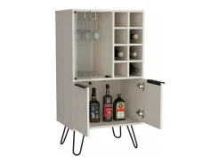 Mueble bar aster en melamina con 8 botelleros, 9 portacopas y almacenamiento inferior , Blanco , 109.4 cm X 59.6 cm X 40 cm