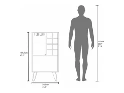 Mueble bar aster en melamina con 8 botelleros, 9 portacopas y almacenamiento inferior , Blanco , 109.4 cm X 59.6 cm X 40 cm