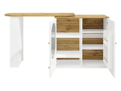 Mueble bar blanco de 3 puertas - Mueble bar expandible con estantes de 3 niveles y almacenamiento - divisores extraíbles