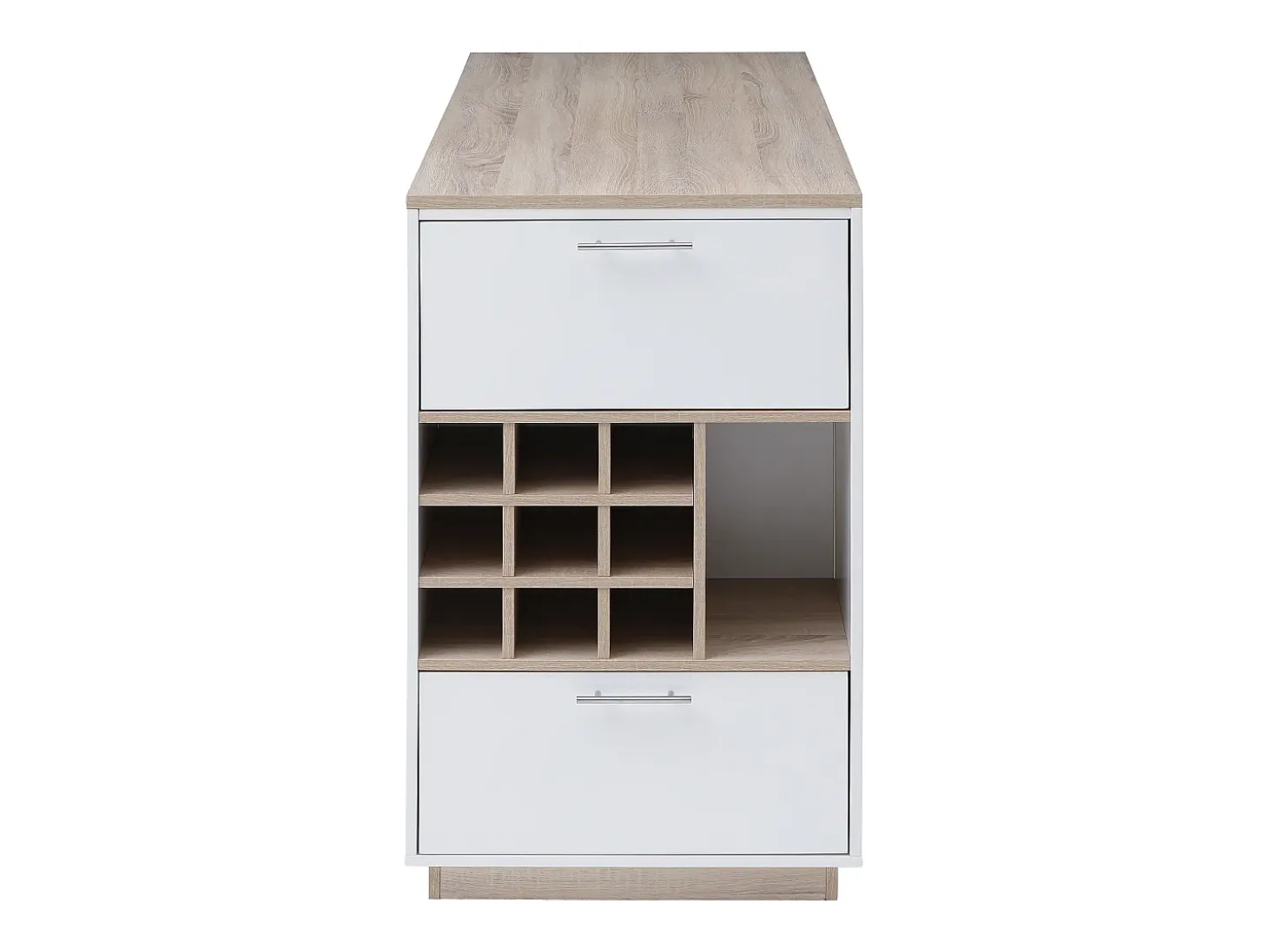 Mueble bar con almacenaje - Blanco y natural - ANOSKI