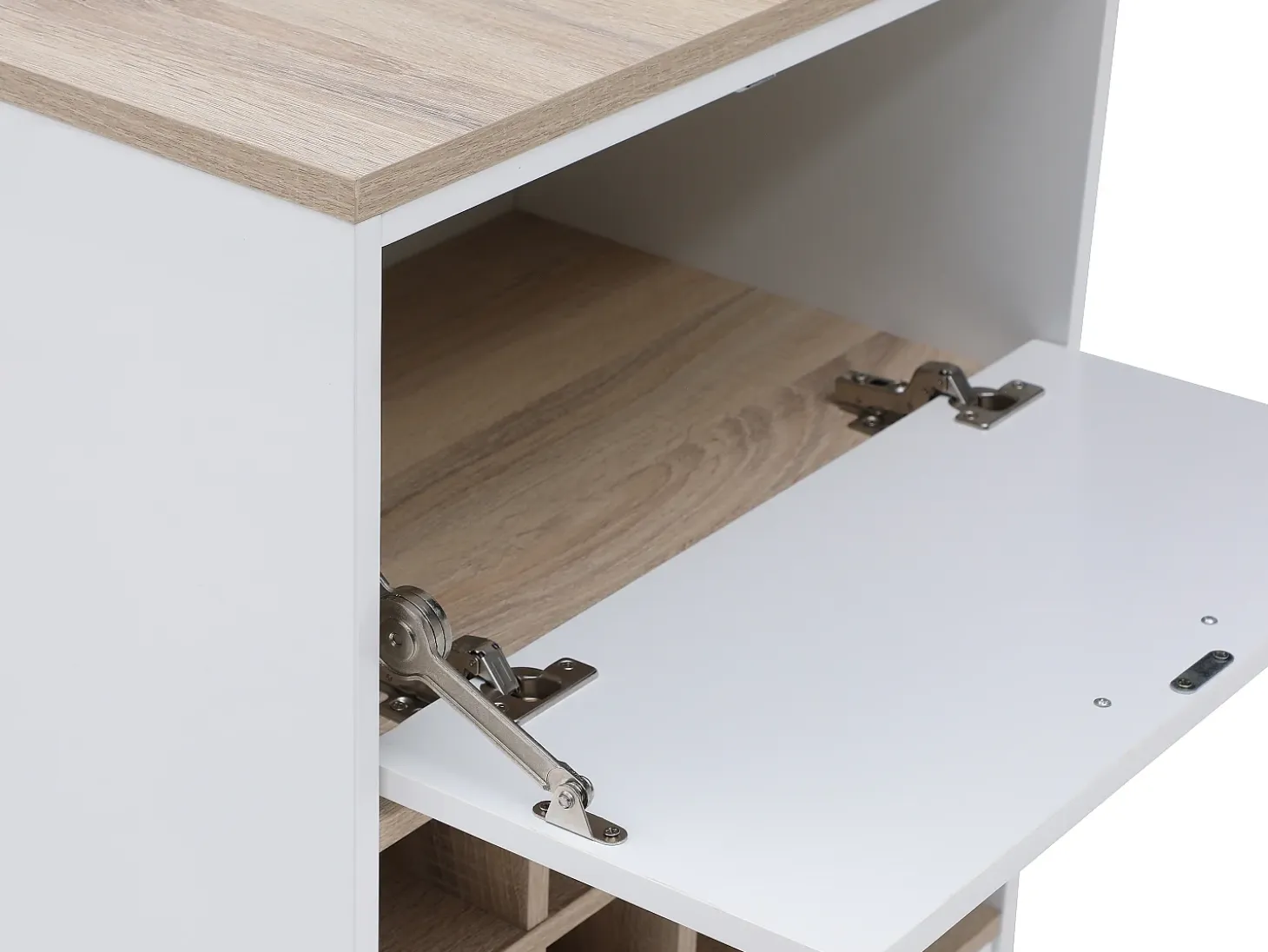 Mueble bar con almacenaje - Blanco y natural - ANOSKI