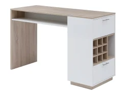 Mueble bar con almacenaje - Blanco y natural - ANOSKI