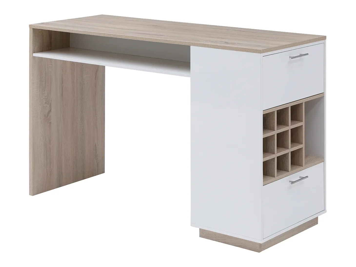 Mueble bar con almacenaje - Blanco y natural - ANOSKI