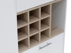 Mueble bar con almacenaje - Blanco y natural - ANOSKI