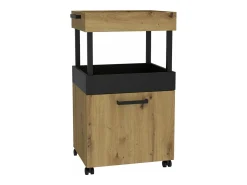 Mueble bar de 89x50x41 cm de tablero laminado en color beige con 1 puerta y ruedas Fizz