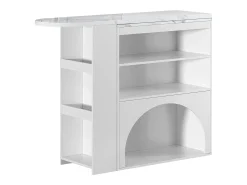 Mueble bar extensible - 120 x 40 x 100 cm - con almacenaje + espacio para mascotas - MDF - blanco