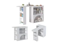 Mueble bar extensible - 120 x 40 x 100 cm - con almacenaje + espacio para mascotas - MDF - blanco