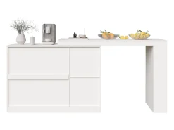 Mueble bar giratorio - 200 x 40 x 103 cm - con 3 puertas y 4 compartimentos abiertos - puerta de cristal - blanco