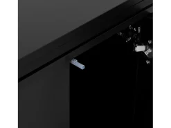 Mueble bar giratorio negro - Mesa de bar con 2 puertas de cristal y 2 compartimentos de almacenamiento abiertos - parte superior giratoria
