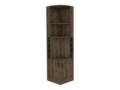 Mueble Bar Syrah en melamina con 4 estantes , 2 puertas 4 portacopas y 4 portacopas , marron , 180.6 cm X 46.9 cm X 46.9 cm