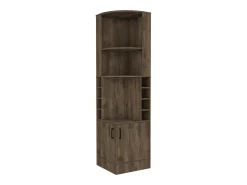 Mueble Bar Syrah en melamina con 4 estantes , 2 puertas 4 portacopas y 4 portacopas , marron , 180.6 cm X 46.9 cm X 46.9 cm