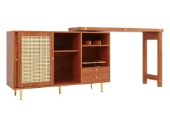 Mueble Buffet, Barra Giratoria Extensible - MDF - Con Almacenamiento Varios - Marrón