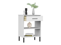 Mueble consola con patas de metal Blanco Madera maciza de pino OSLO