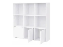 Mueble de almacenamiento blanco de 9 compartimentos con 3 puertas - L97,5 cm