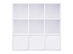 Mueble de almacenamiento blanco de 9 compartimentos con 3 puertas - L97,5 cm
