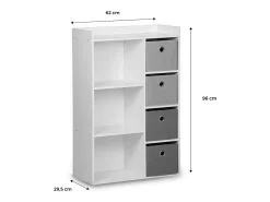 Mueble de almacenamiento para niños 4 cestas rosa