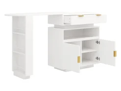Mueble de bar - con iluminación LED - rotación a 360° - con espacio de almacenamiento - blanco