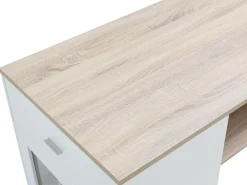 Mueble de bar con almacenamiento - Blanco y natural - NIRAYA