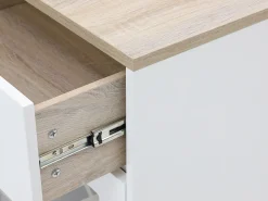 Mueble de bar con almacenamiento - Blanco y natural - NIRAYA