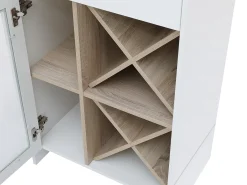Mueble de bar con almacenamiento - Blanco y natural - NIRAYA