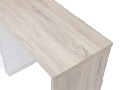 Mueble de bar giratorio con almacenamiento de MDF, vidrio templado - Blanco y natural - ARAMETA