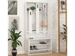 Mueble de entrada 3 estantes y 3 ganchos para abrigos H180 cm - Chester