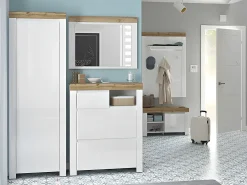 Mueble de entrada 1 puerta Hella Blanco y Madera