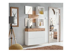 Mueble de entrada - TORTH 5 - Color roble y blanco