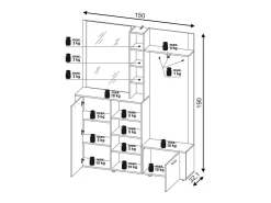 Mueble de entrada Barry old style light / antracita 150 cm