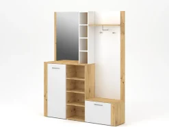 Mueble de entrada Barry roble artesanal / blanco 150 cm