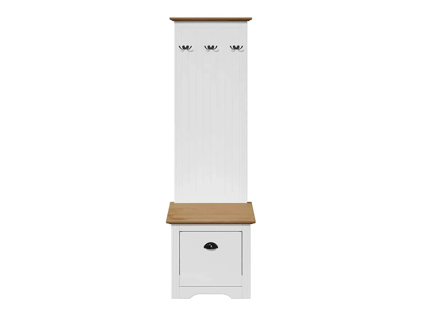 Mueble de entrada con ganchos BODO blanco y marrón 50x40x157 cm