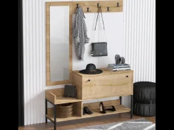 Mueble de entrada con perchero y zapatero DRAGOR