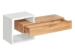 Mueble de entrada TORTH 2 – Conjunto completo – Color roble y blanco – Diseño moderno y práctico
