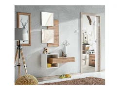 Mueble de entrada TORTH 2 – Conjunto completo – Color roble y blanco – Diseño moderno y práctico