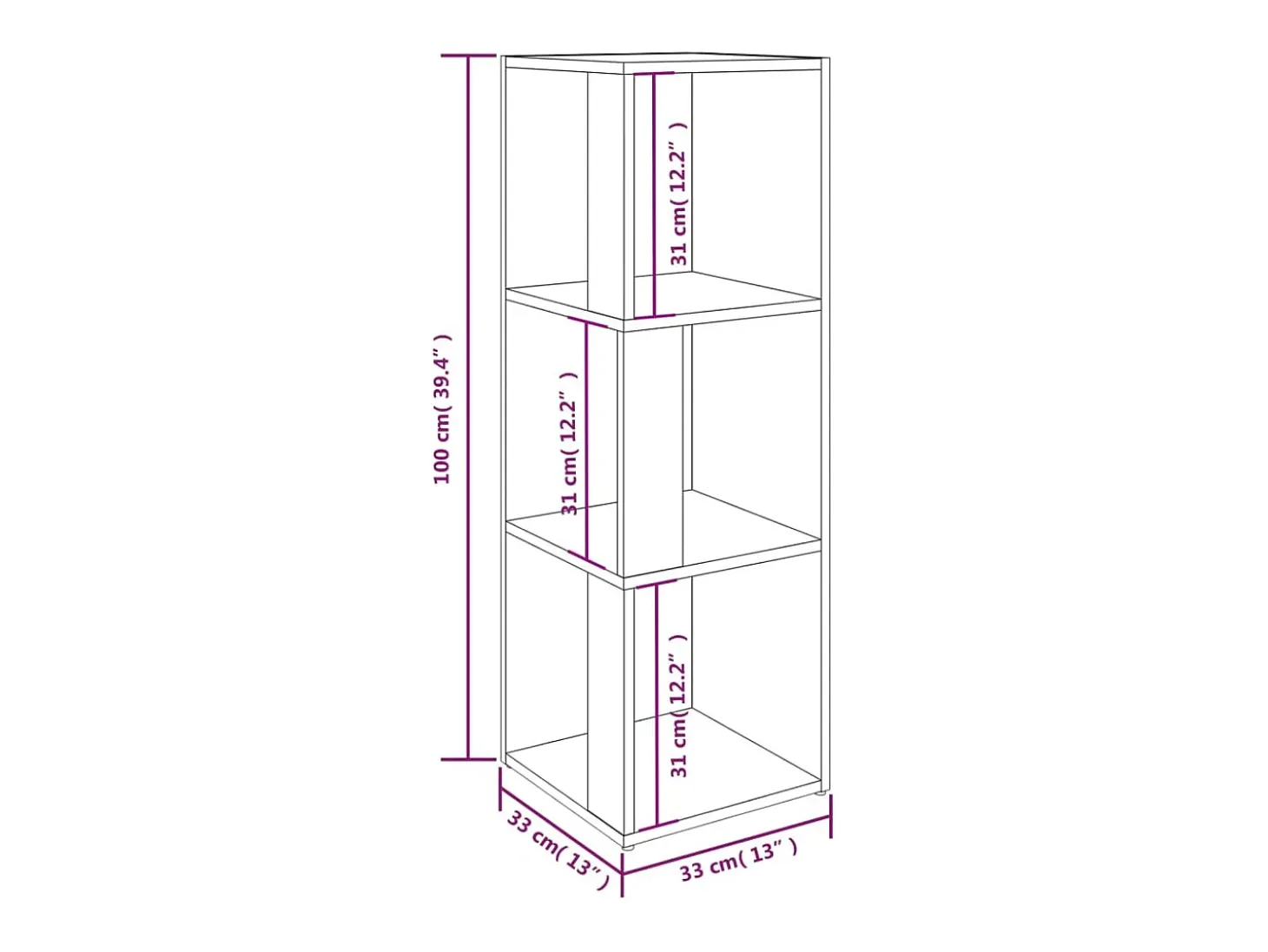 Mueble de esquina madera de ingeniería roble Sonoma 33x33x100cm