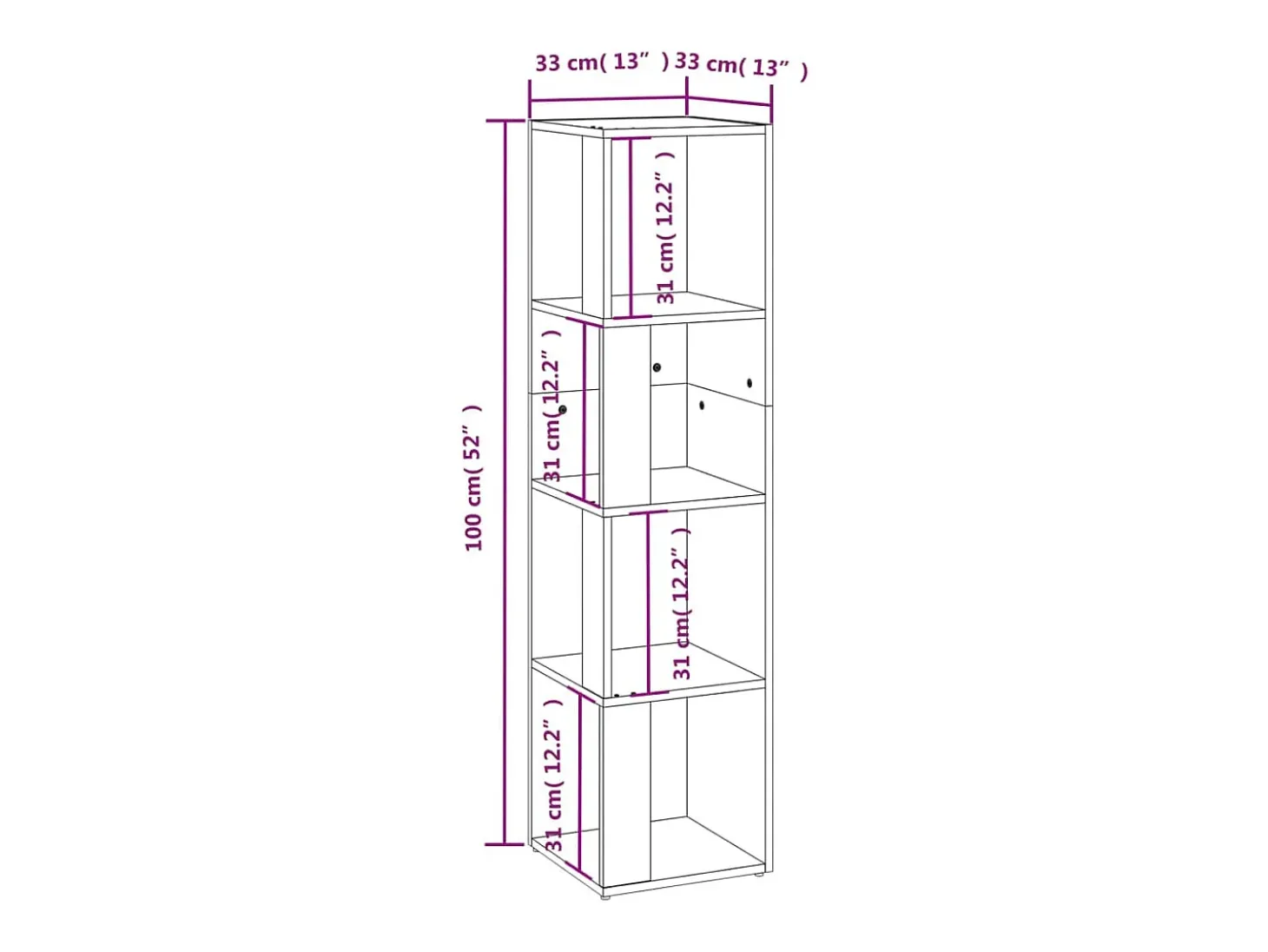 Mueble de esquina madera ingeniería gris hormigón 33x33x132 cm