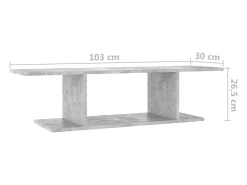 Mueble de pared para TV gris hormigón 103x30x26,5 cm