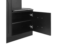 Mueble de recibidor con espejo, zapatero y banco - 110x33x185,5 cm - Negro