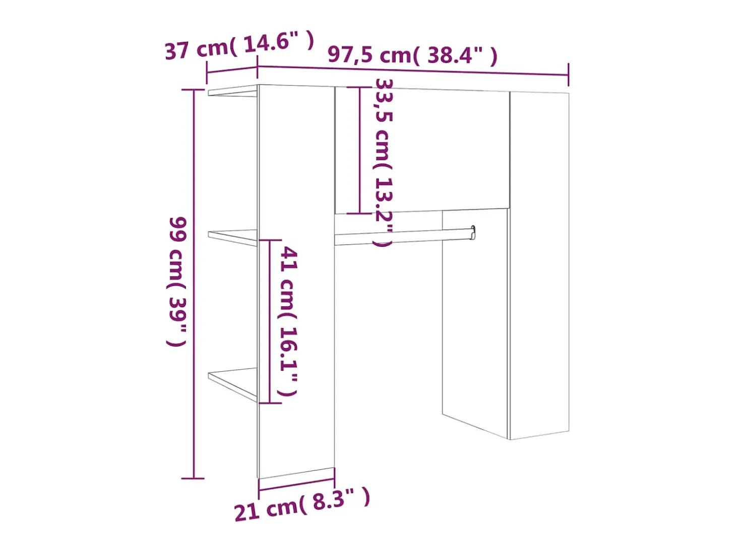 Mueble de recibidor madera ingeniería gris Sonoma 97,5x37x99 cm