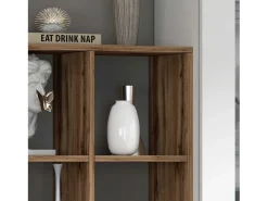 Mueble de salón blanco con vitrina librería y armario Teret WH