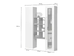 Mueble de salón blanco con vitrina librería y armario Teret WH