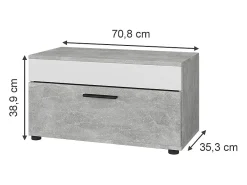 Mueble de salón hormigón/blanco 70.8x35.3x38.9 berno