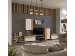 Mueble de salón oro potencia roble/blanco 70.8x35.3x38.9 berno