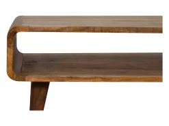 Mueble de televisión abierto Artisan Furniture con acabado roble, 1 compartimento abierto, marrón claro
