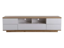 Mueble de televisión escandinavo contemporáneo de 180 cm en madera - 5 puertas + 8 compartimentos - Natural y blanco