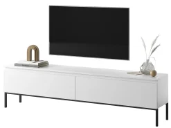 Mueble de TV - 175 cm - blanco con patas negras - BEMMI
