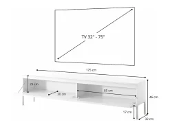 Mueble de TV - 175 cm - efecto ladrillo con patas negras - BEMMI